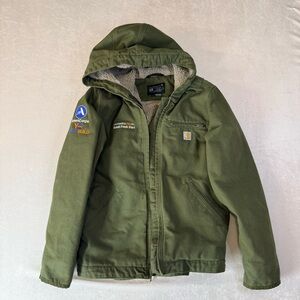 Carhartt Womans washed duck Sherpa lined Utility Jacket with Hood
